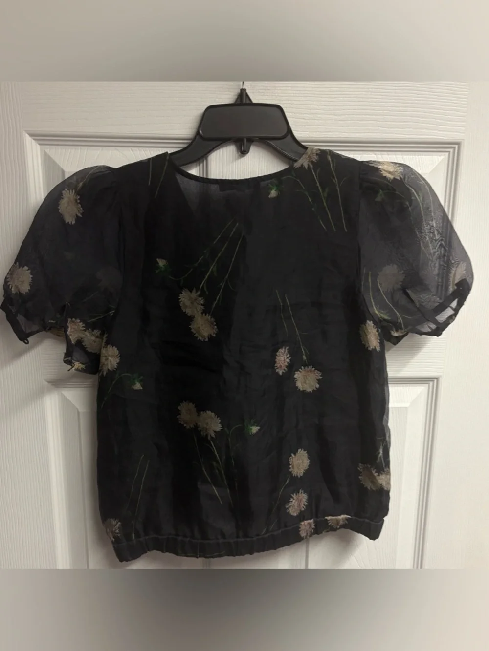 Madewell Silk Organza Puff Sleeve Wrap Top Size XXS